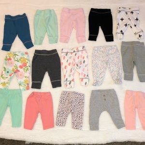 17 pair of newborn and 0-3 month pants